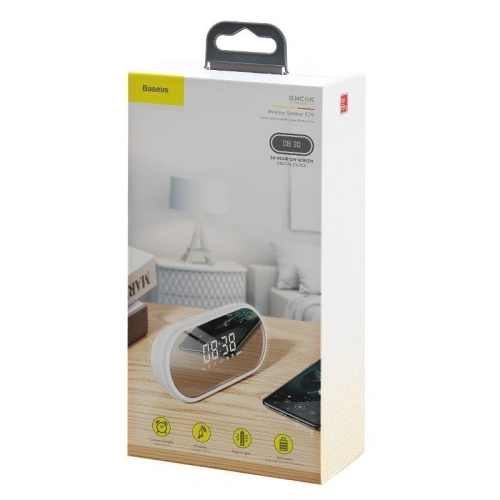 Głośnik bezprzewodowy Bluetooth, zegar Baseus Encok E09 (biały)