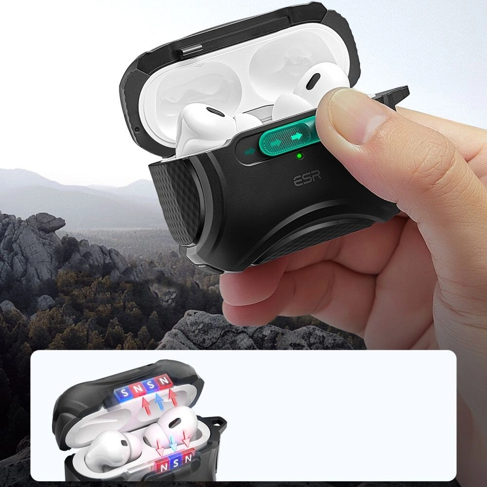 Hurtownia GSM - Etui ESR Cyber FlickLock MagSafe Apple Airpods Pro 1 / 2 Černé - ESR818 - {ean13} - Hurt