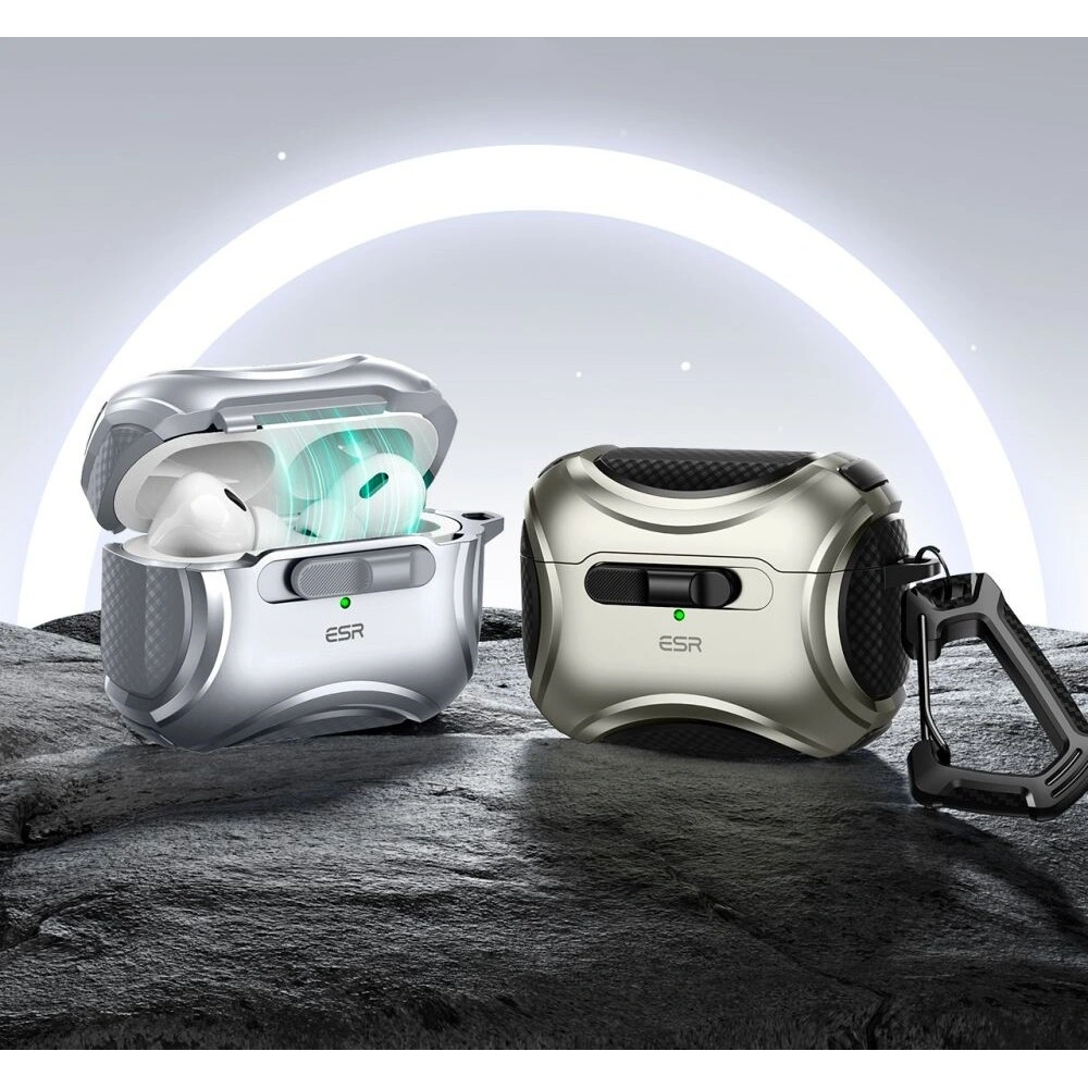 Hurtownia GSM - Etui ESR Cyber FlickLock MagSafe Apple Airpods Pro 1 / 2 Stříbrné - ESR819 - {ean13} - Hurt
