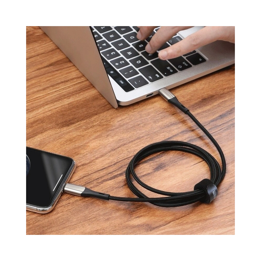 Hurtownia GSM - Kabel USB-C do Lightning Baseus Horizontal Power Delivery, dioda LED, 1m (czarny) - BSU744BLK - {ean13} - Hurt