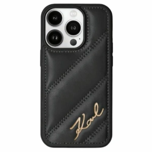 Etui Karl Lagerfeld KLHCP15SPQDSMGK Apple iPhone 15 / 14 / 13 hardcase Diagonal Quilted Script czarny/black