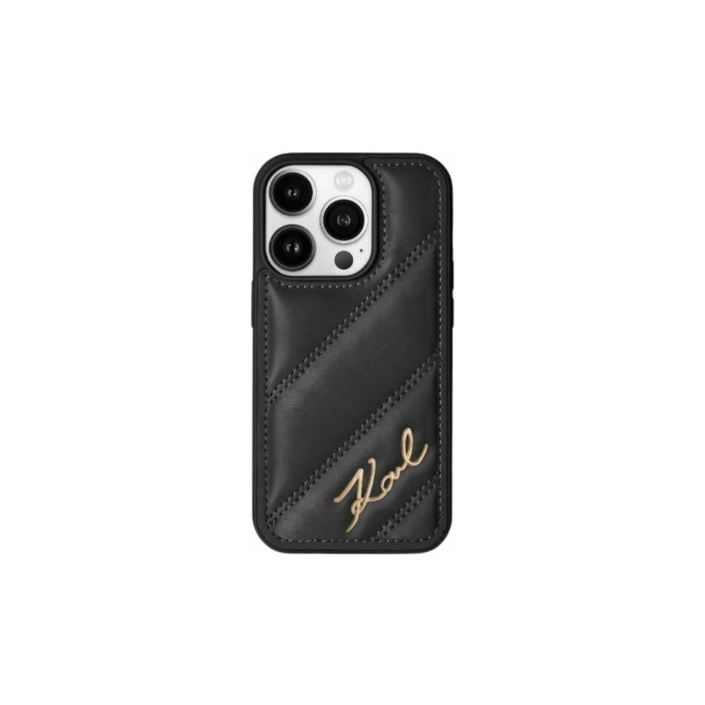 Hurtownia GSM - Etui Karl Lagerfeld KLHCP15SPQDSMGK Apple iPhone 15 / 14 / 13 hardcase Diagonal Quilted Script negru/black - KLD2107 - {ean13} - Hurt