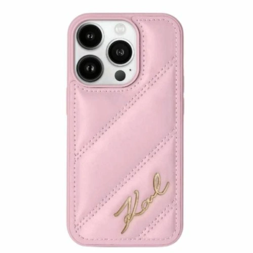 Etui Karl Lagerfeld KLHCP15SPQDSMGP Apple iPhone 15 / 14 / 13 hardcase Diagonal Quilted Script różowy/pink