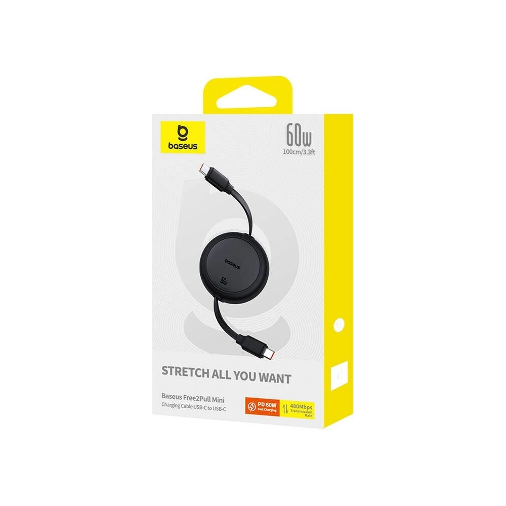 Hurtownia GSM - Kábel Baseus Free2Pull Mini USB-C / USB-C, 60W, 1m (fekete) - BSU4911 - {ean13} - Hurt