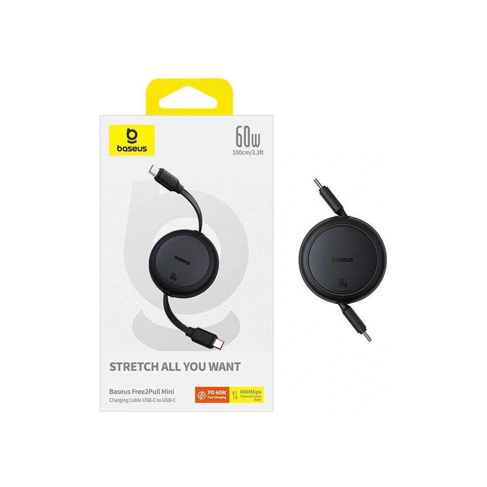 Hurtownia GSM - Kábel Baseus Free2Pull Mini USB-C / USB-C, 60W, 1m (fekete) - BSU4911 - {ean13} - Hurt