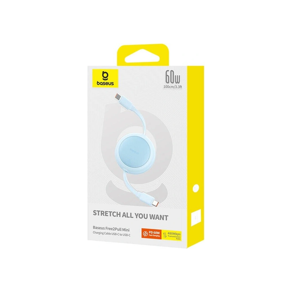 Hurtownia GSM - Kabel Baseus Free2Pull Mini USB-C / USB-C, 60W, 1m (modrý) - BSU4913 - {ean13} - Hurt