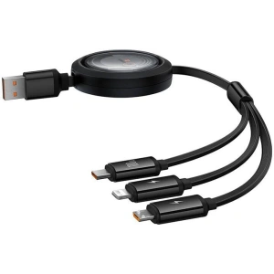 Hurtownia GSM - Cablul 3w1 Baseus Free2Draw USB/A / microUSB, Lightning, USB-C, 100W, 1.1 m (negru) - BSU4915 - {ean13} - Hurt
