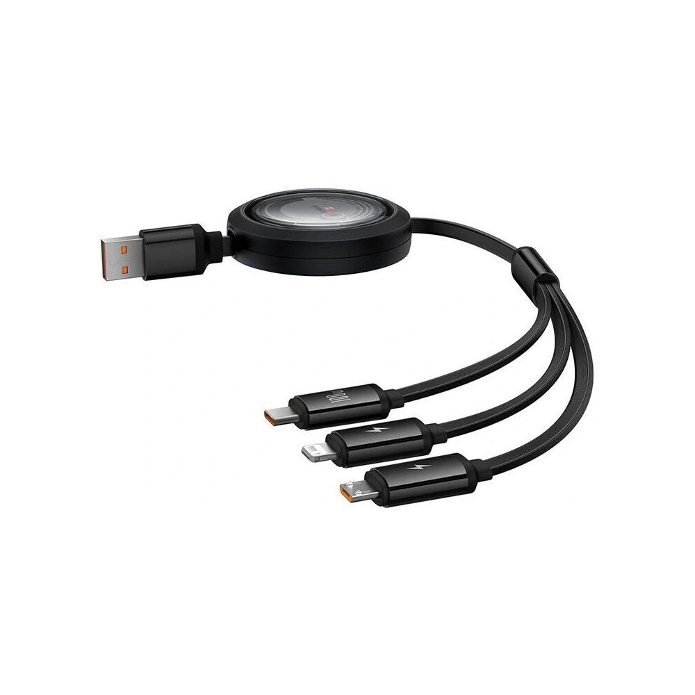 Hurtownia GSM - Cablul 3w1 Baseus Free2Draw USB/A / microUSB, Lightning, USB-C, 100W, 1.1 m (negru) - BSU4915 - {ean13} - Hurt