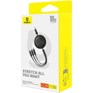 Hurtownia GSM - Cablul 3w1 Baseus Free2Draw USB/A / microUSB, Lightning, USB-C, 100W, 1.1 m (negru) - BSU4915 - {ean13} - Hurt