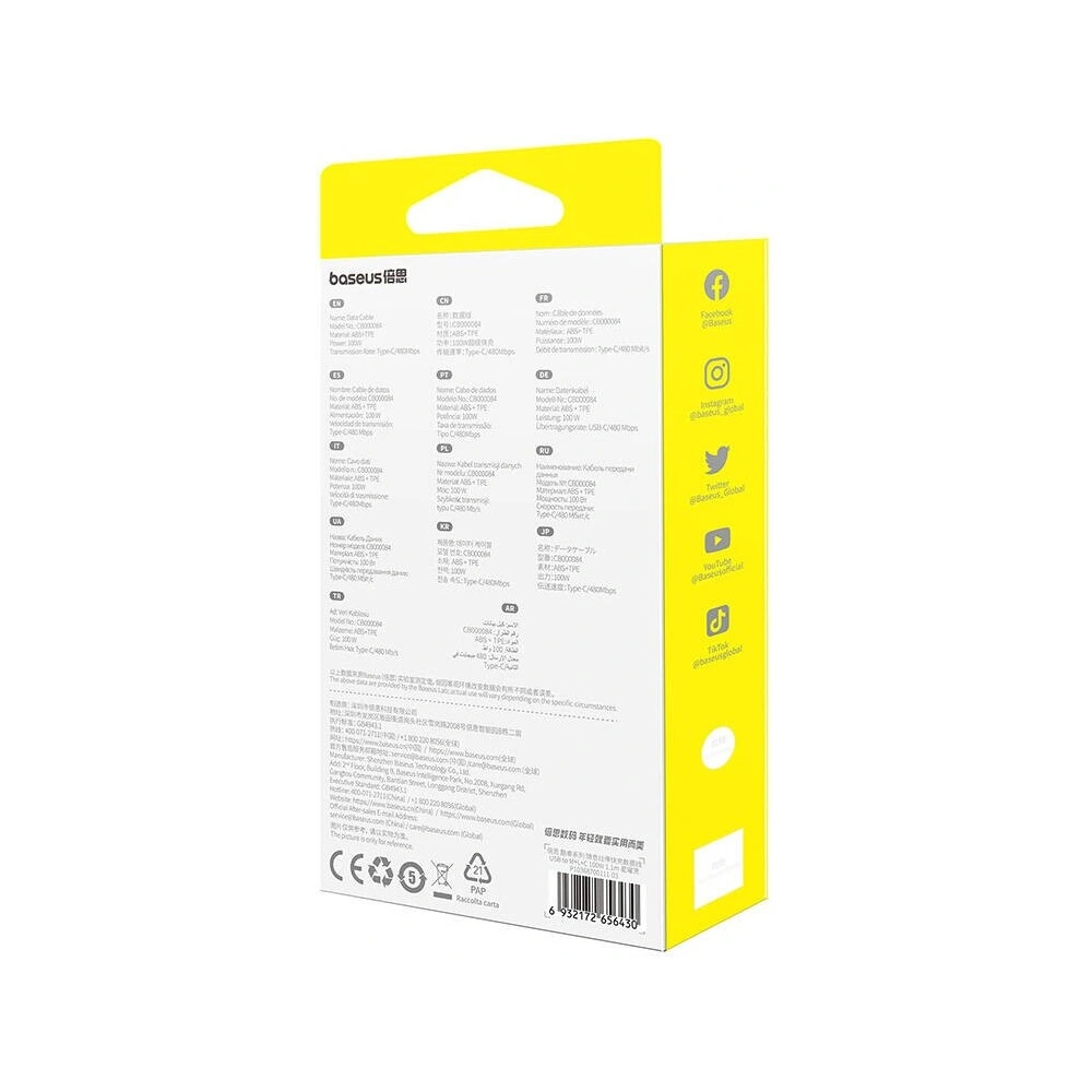 Hurtownia GSM - Cablul 3w1 Baseus Free2Draw USB/A / microUSB, Lightning, USB-C, 100W, 1.1 m (negru) - BSU4915 - {ean13} - Hurt