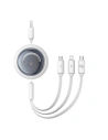 Cablu 3w1 Baseus Free2Draw USB-A / microUSB, Lightning, USB-C, 100W, 1.1 m (alb)