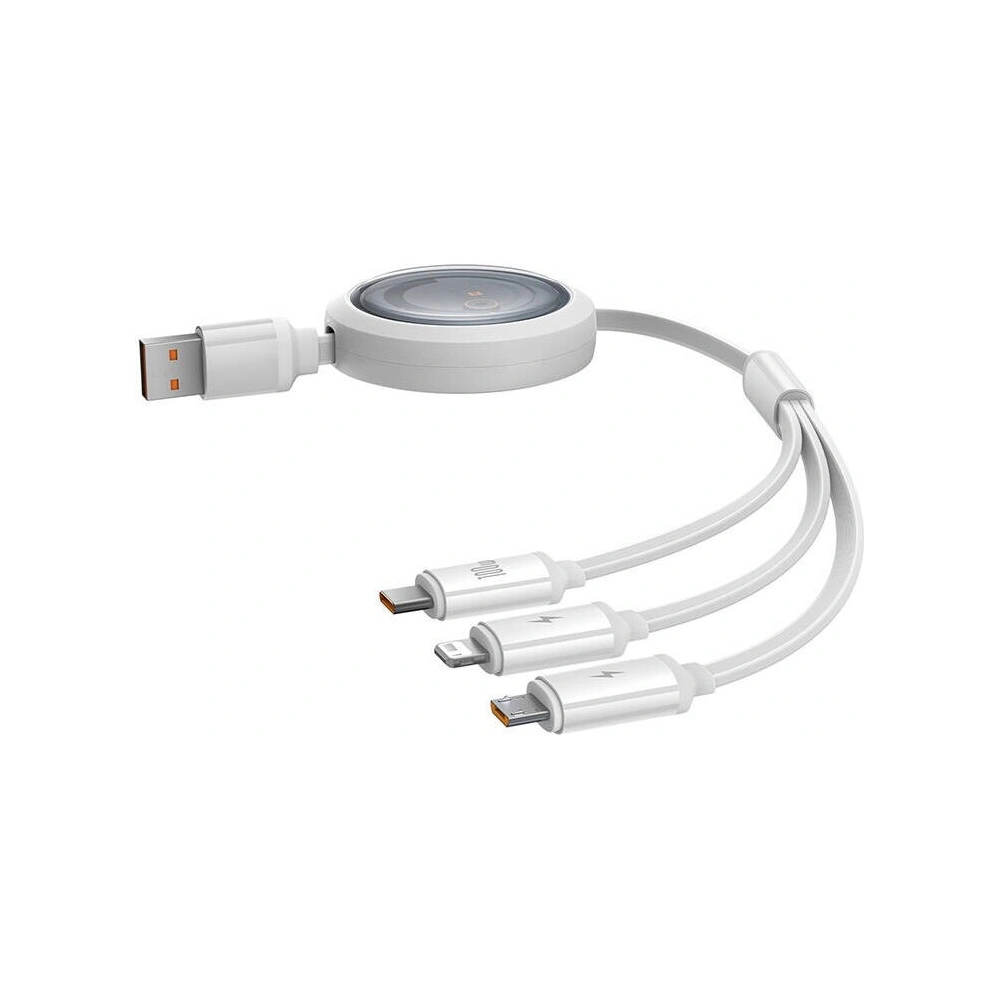 Hurtownia GSM - Kabel 3w1 Baseus Free2Draw USB-A / microUSB, Lightning, USB-C, 100W, 1.1 m (weiß) - BSU4916 - {ean13} - Hurt