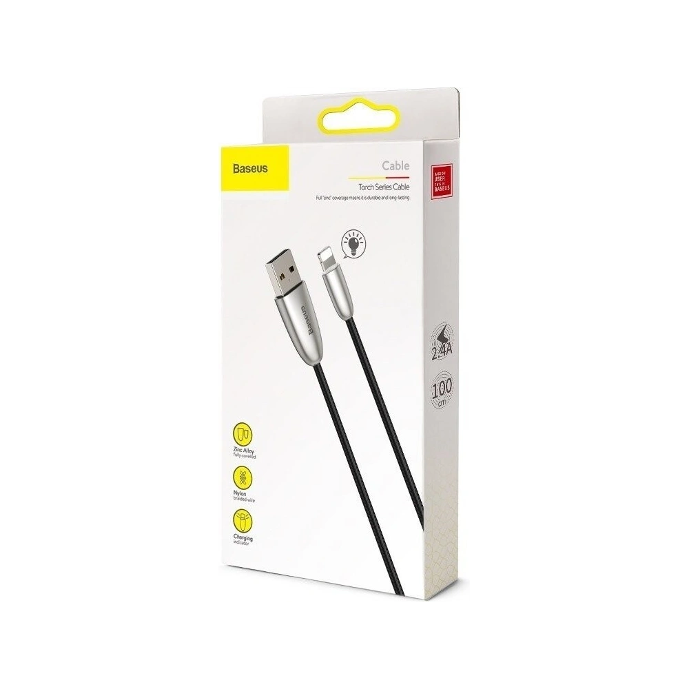 Hurtownia GSM - Cablul USB Lightning Baseus Torch 2.4A 1m (negru) - BSU762BLK - {ean13} - Hurt