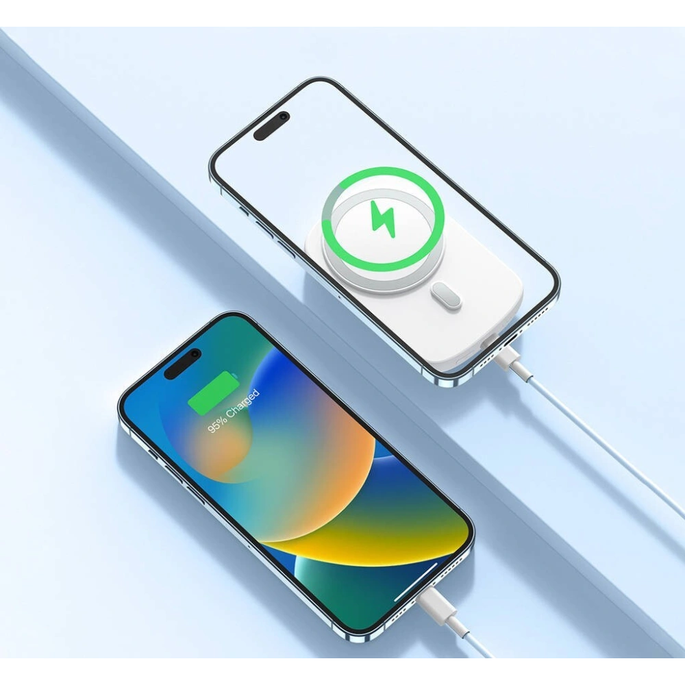 Wholesale Powerbank with wireless charging Joyroom JR-W030 6000mAh with ring and stand up to 20W white - JYR629 - {ean13} - Hurt
