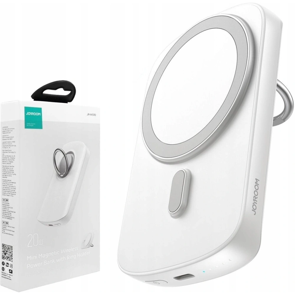 Wholesale Powerbank with wireless charging Joyroom JR-W030 6000mAh with ring and stand up to 20W white - JYR629 - {ean13} - Hurt