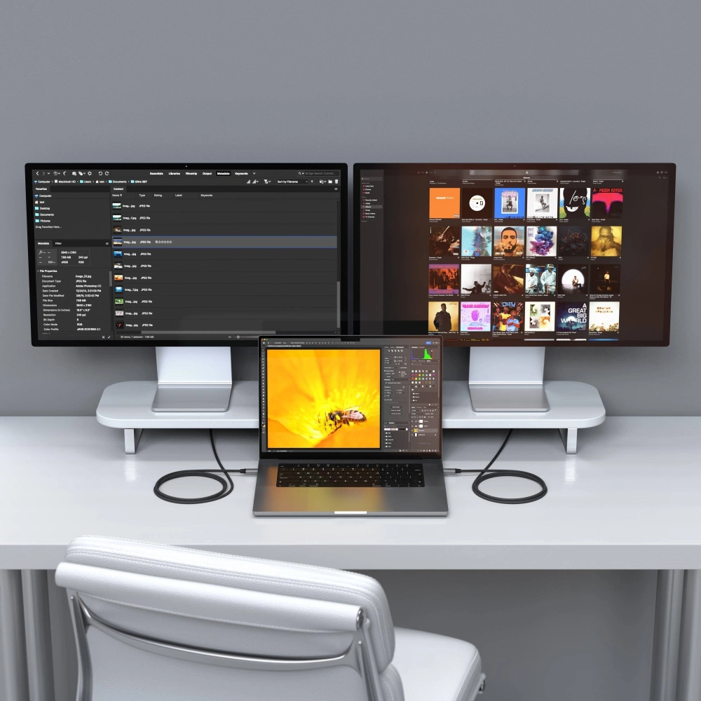 Hurtownia GSM - Kábel Satechi USB-C / USB-C, USB 4.0, 240W, 40Gbp,s 8K60Hz / 4K120Hz űrszürke - STH127 - {ean13} - Hurt