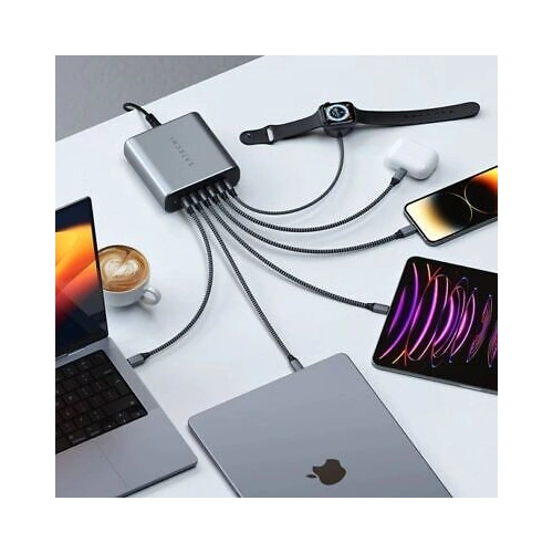 Ładowarka sieciowa Satechi 6-Port 6xUSB-C GaN 200W PD GaN space gray