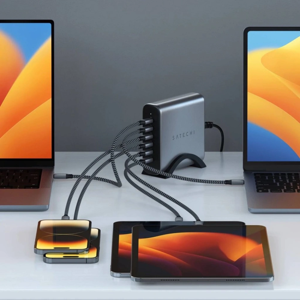 Hurtownia GSM - Hálózati töltő Satechi 6-Port 6xUSB-C GaN 200W PD GaN űrszürke - STH126 - {ean13} - Hurt