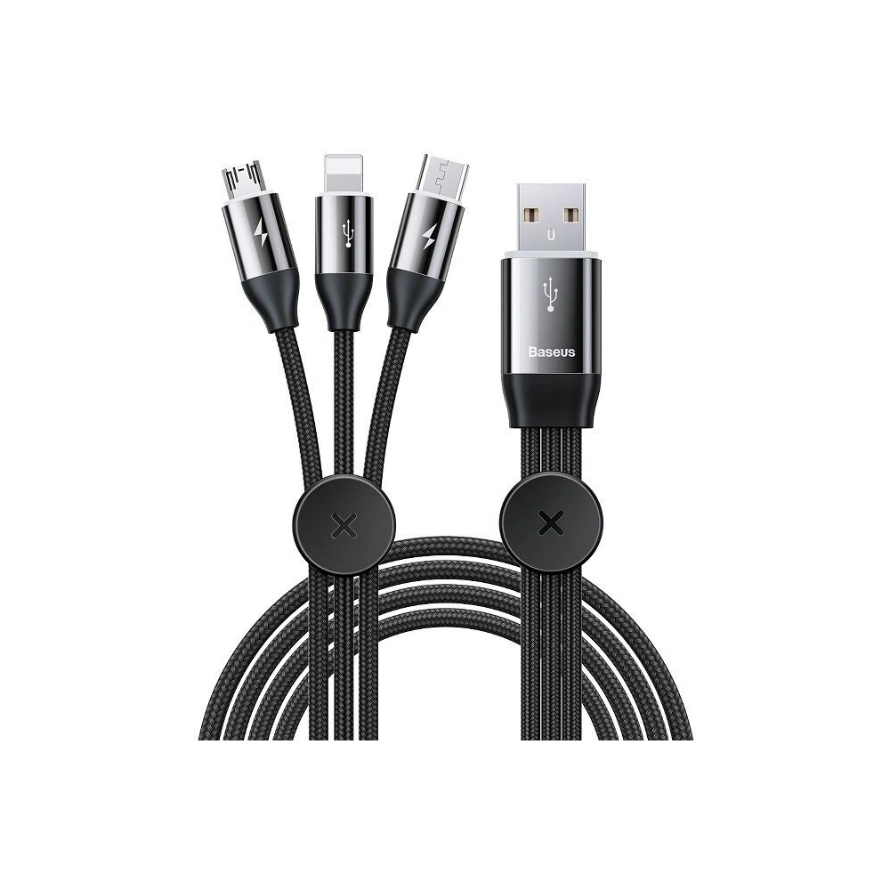Hurtownia GSM - Kabel USB 3w1 Baseus Car Co-sharing Micro / USB-C / Lightning, 3.5A 1m (czarny) - BSU766BLK - {ean13} - Hurt
