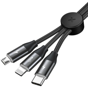 USB Cable 3in1 Baseus Car Co-sharing Micro / USB-C / Lightning, 3.5A 1m Black