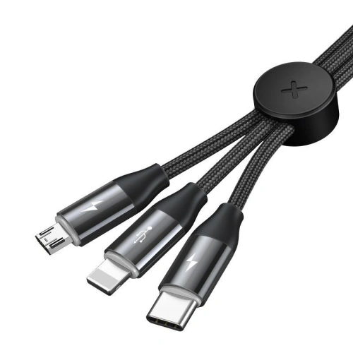 Kabel USB 3w1 Baseus Car Co-sharing Micro / USB-C / Lightning, 3.5A 1m (czarny)