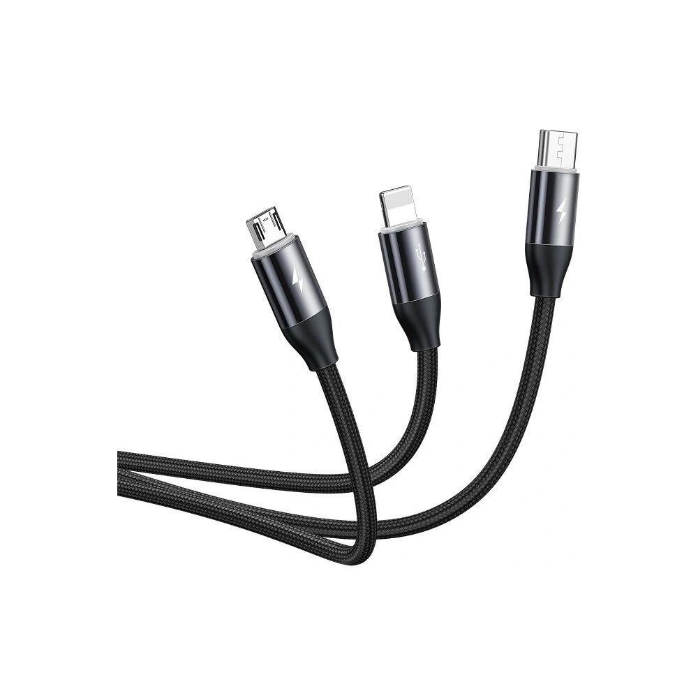 Hurtownia GSM - Kabel USB 3w1 Baseus Car Co-sharing Micro / USB-C / Lightning, 3.5A 1m (czarny) - BSU766BLK - {ean13} - Hurt