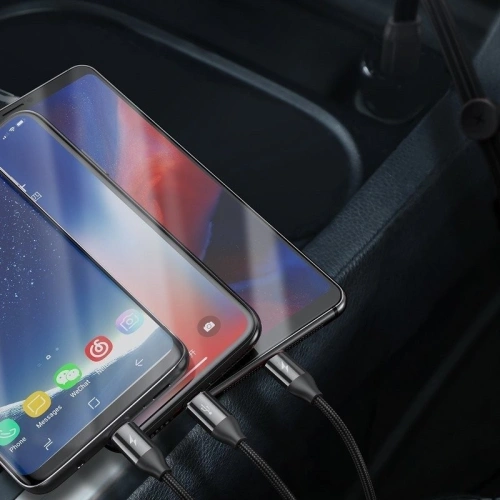 Kabel USB 3w1 Baseus Car Co-sharing Micro / USB-C / Lightning, 3.5A 1m (czarny)