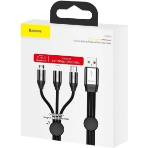 USB Cable 3in1 Baseus Car Co-sharing Micro / USB-C / Lightning, 3.5A 1m Black