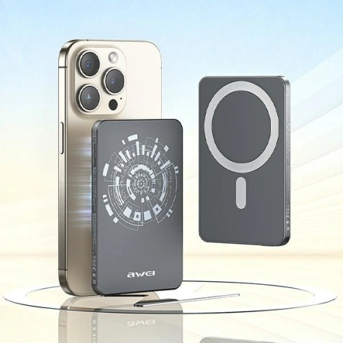 Powerbank magnetyczny AWEI P112K MagSafe 5000mAh szary/grey