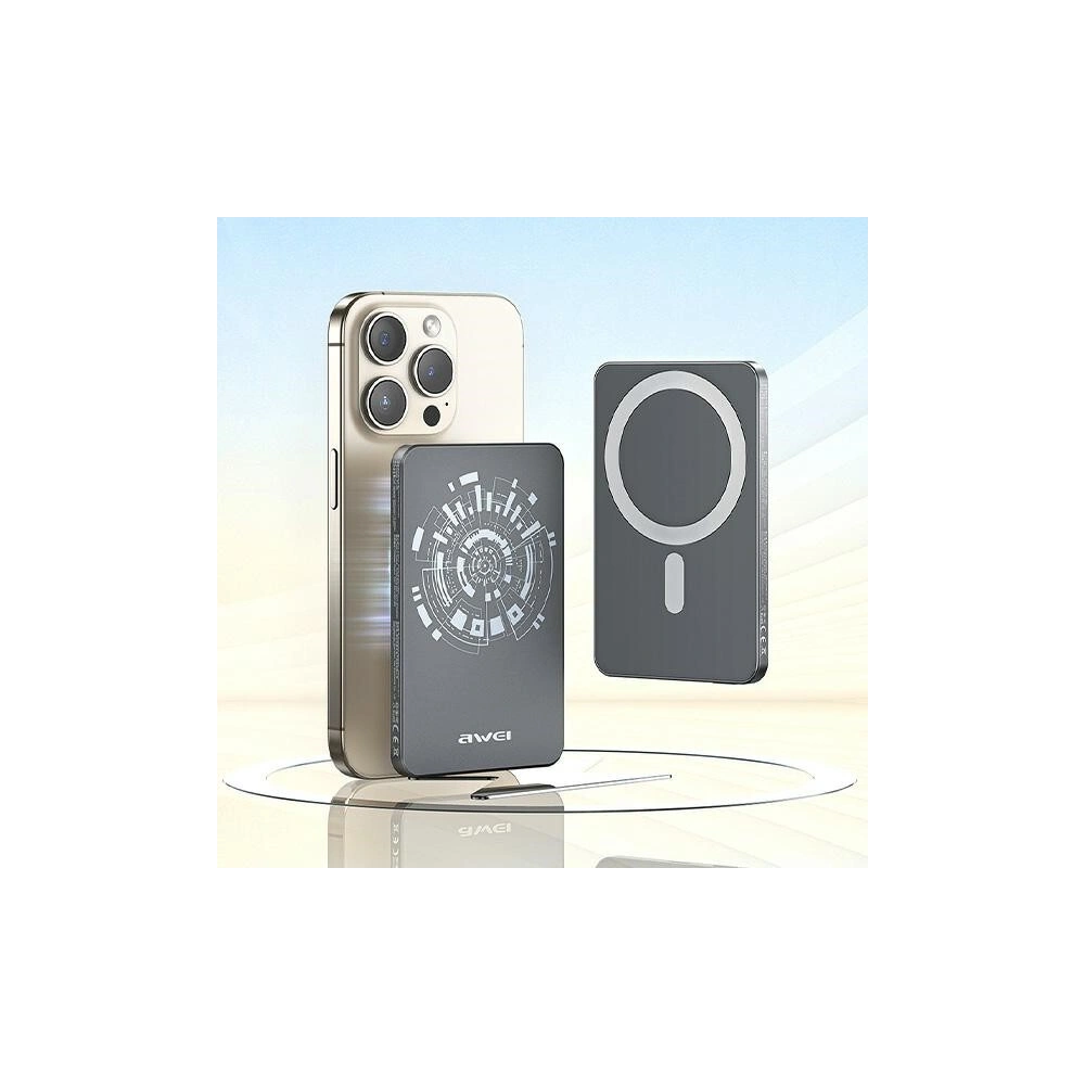 Hurtownia GSM - Powerbank magnetyczny AWEI P112K MagSafe 5000mAh szary/grey - AWEI197 - {ean13} - Hurt