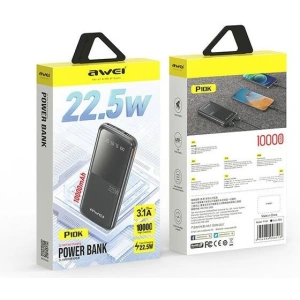 Hurtownia GSM - Powerbank AWEI P10K 10000mAh 22.5W negru/black - AWEI199 - {ean13} - Hurt