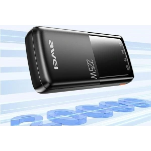 AWEI P13K 20000mAh 22.5W Digitális Kijelző Powerbank fekete