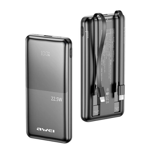 Powerbank AWEI P76K 10000mAh 22.5W Digital Display czarny/black