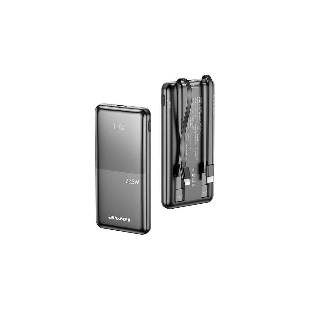 Hurtownia GSM - Powerbank AWEI P76K 10000mAh 22.5W Digitální displej černý/black - AWEI202 - {ean13} - Hurt