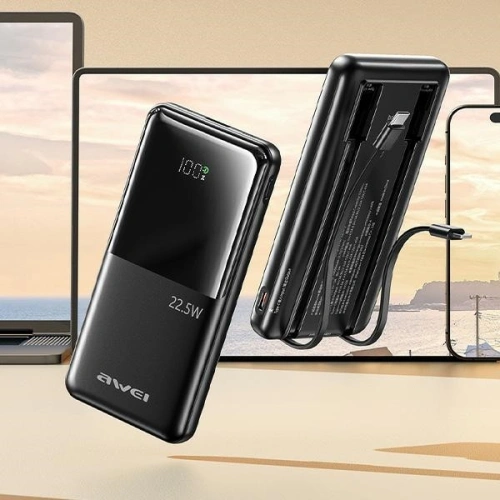 Powerbank AWEI P76K 10000mAh 22.5W Digital Display czarny/black