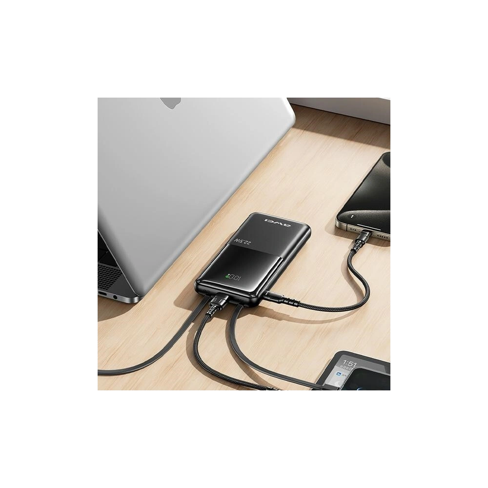 Hurtownia GSM - Powerbank AWEI P76K 10000mAh 22.5W Digitální displej černý/black - AWEI202 - {ean13} - Hurt