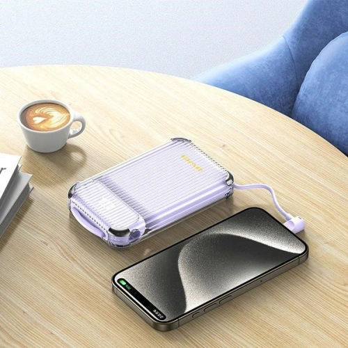 Powerbank AWEI P89K 10000mAh 38,5W czarny/black + kabel USB-C / Lightning