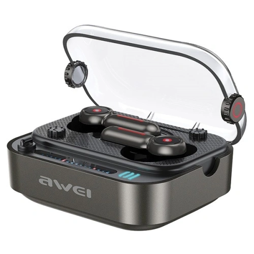 Słuchawki bezprzewodowe dokanałowe AWEI T58 Bluetooth 5.3 ANC + stacja dokująca czarny/black