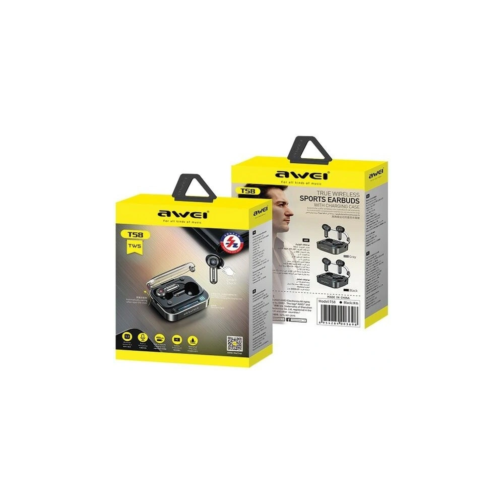 Wholesale AWEI T58 wireless headphones Bluetooth 5.3 ANC + docking station black - AWEI208 - {ean13} - Hurt