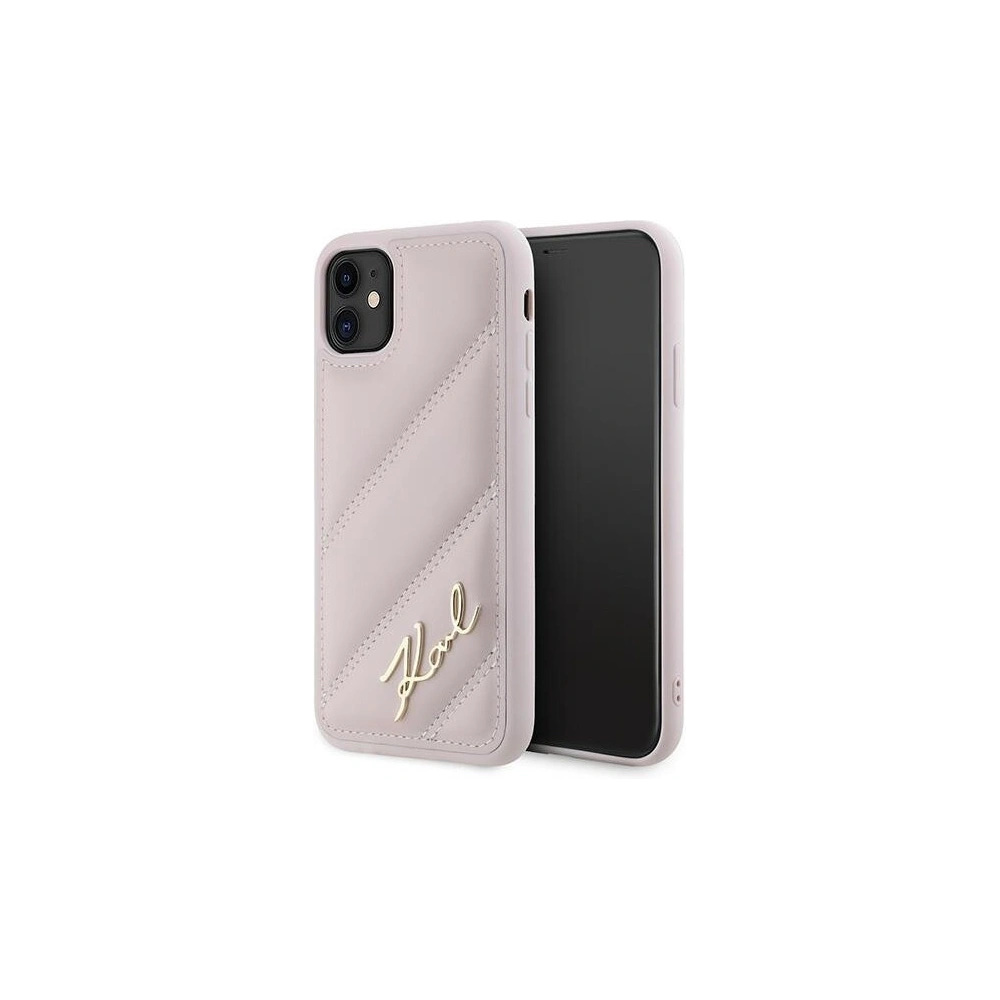 Hurtownia GSM - Etui Karl Lagerfeld KLHCN61PQDSMGP Apple iPhone 11 / XR kemény tok Diagonal Quilted Script rózsaszín/pink - KLD2114 - {ean13} - Hurt