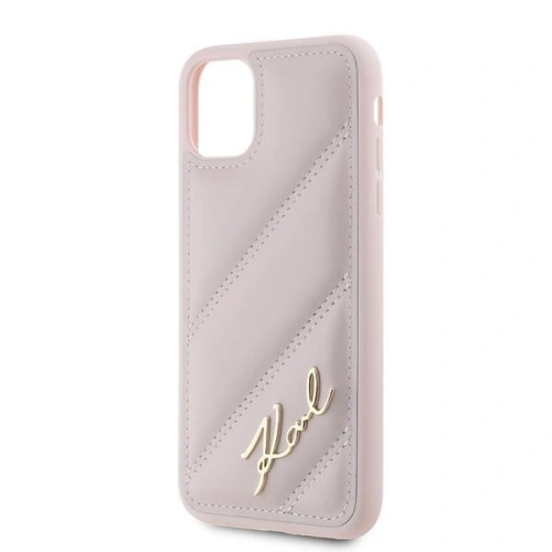 Etui Karl Lagerfeld KLHCN61PQDSMGP Apple iPhone 11 / XR hardcase Diagonal Quilted Script różowy/pink