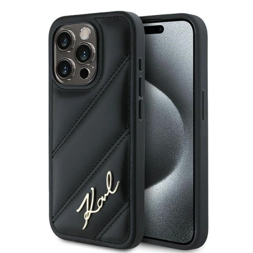 Etui Karl Lagerfeld KLHCP13LPQDSMGK Apple iPhone 13 Pro / 13 hardcase Diagonal Quilted Script czarny/black