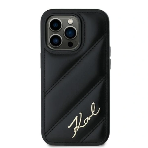 Etui Karl Lagerfeld KLHCP13LPQDSMGK Apple iPhone 13 Pro / 13 hardcase Diagonal Quilted Script czarny/black