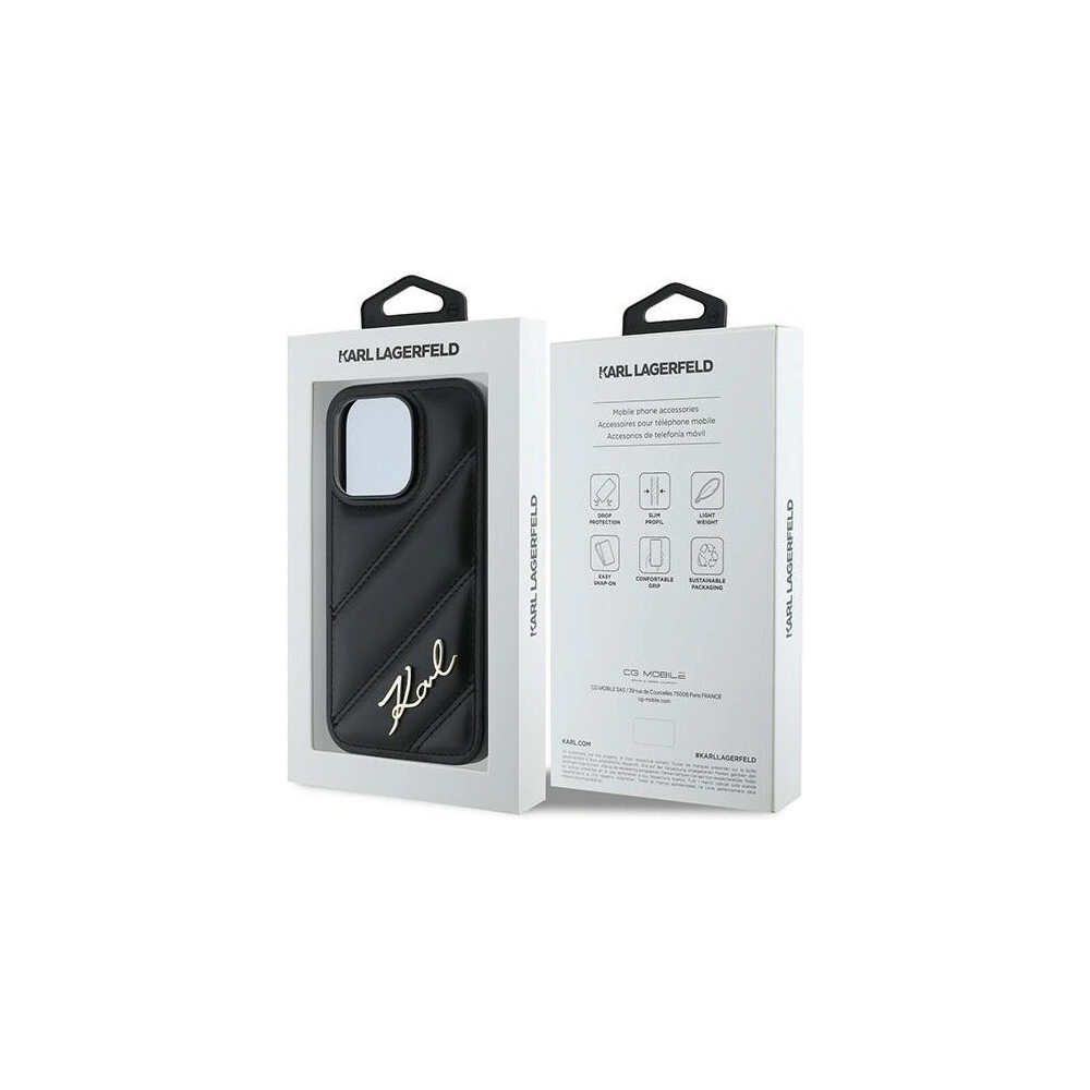 Hurtownia GSM - Tok Karl Lagerfeld KLHCP13LPQDSMGK Apple iPhone 13 Pro / 13 kemény tok Diagonál Steppelt Felirat fekete/black - KLD2115 - {ean13} - Hurt