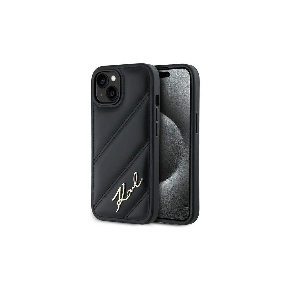 Hurtownia GSM - Etui Karl Lagerfeld KLHCP13MPQDSMGK Apple iPhone 13 hardcase Diagonal Quilted Script negru/black - KLD2116 - {ean13} - Hurt