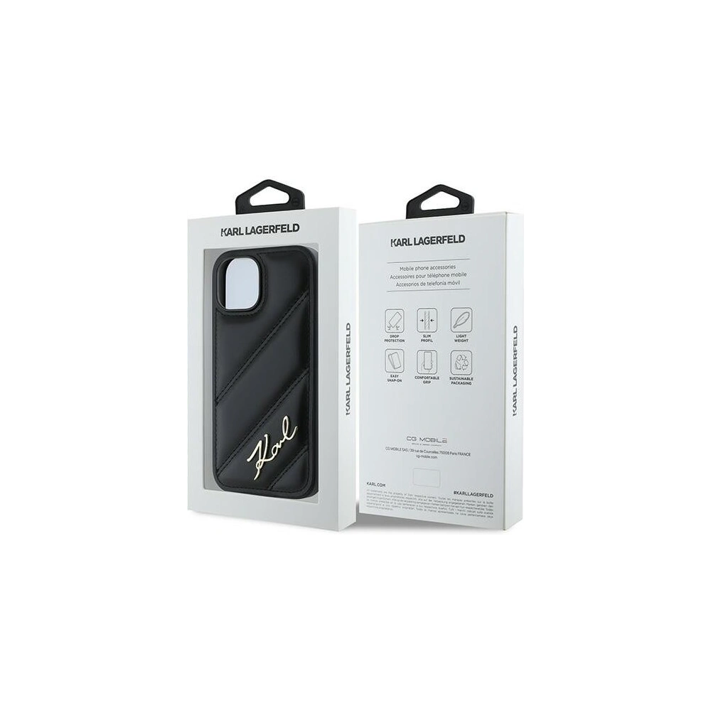 Hurtownia GSM - Etui Karl Lagerfeld KLHCP13MPQDSMGK Apple iPhone 13 hardcase Diagonal Quilted Script negru/black - KLD2116 - {ean13} - Hurt