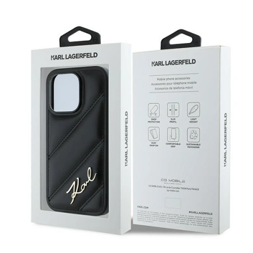 Etui Karl Lagerfeld KLHCP13XPQDSMGK Apple iPhone 13 Pro Max hardcase Diagonal Quilted Script czarny/black