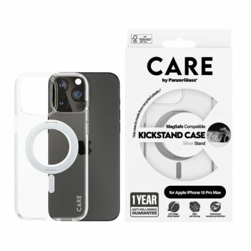 Etui CARE by PanzerGlass Kickstand Case Apple iPhone 15 Plus / 14 Plus MagSafe srebrny/silver