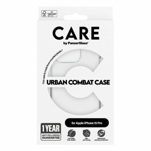 Etui CARE by PanzerGlass Urban Combat Case Apple iPhone 15 Pro przezroczysty/transparent