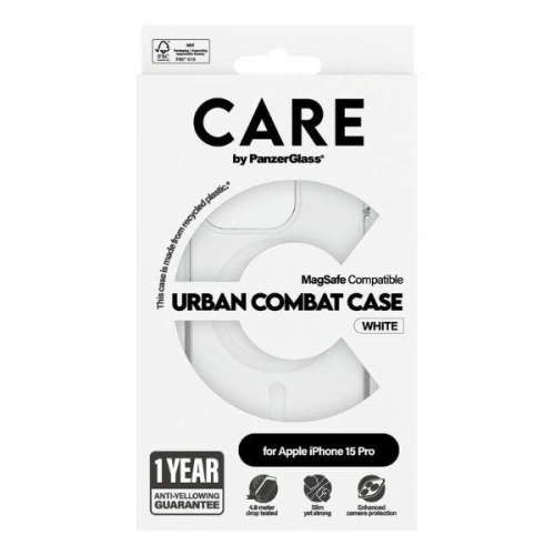 Etui CARE by PanzerGlass Urban Combat Case Apple iPhone 15 Pro MagSafe biały/white